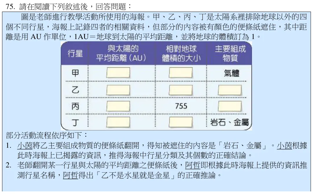 第75題題組文章